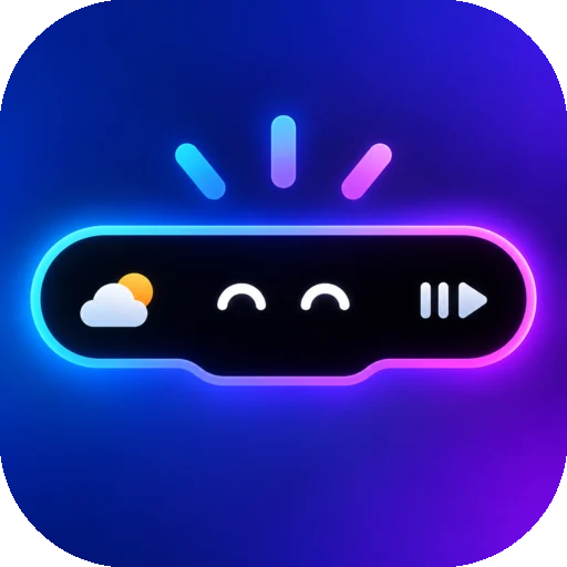 O ícone do Isle: uma ilha brilhante com dois olhos sorrindo.